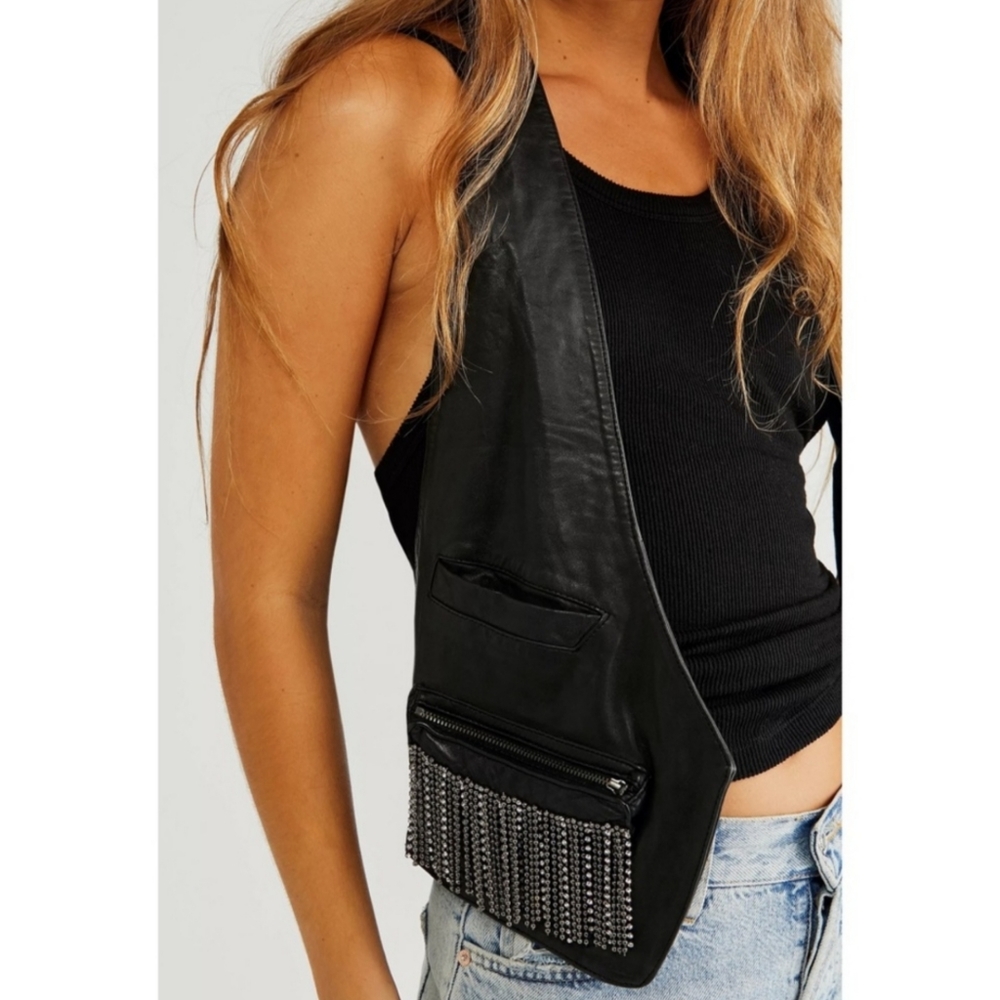Free People Belle Of The Ball Fringe Leather Harness